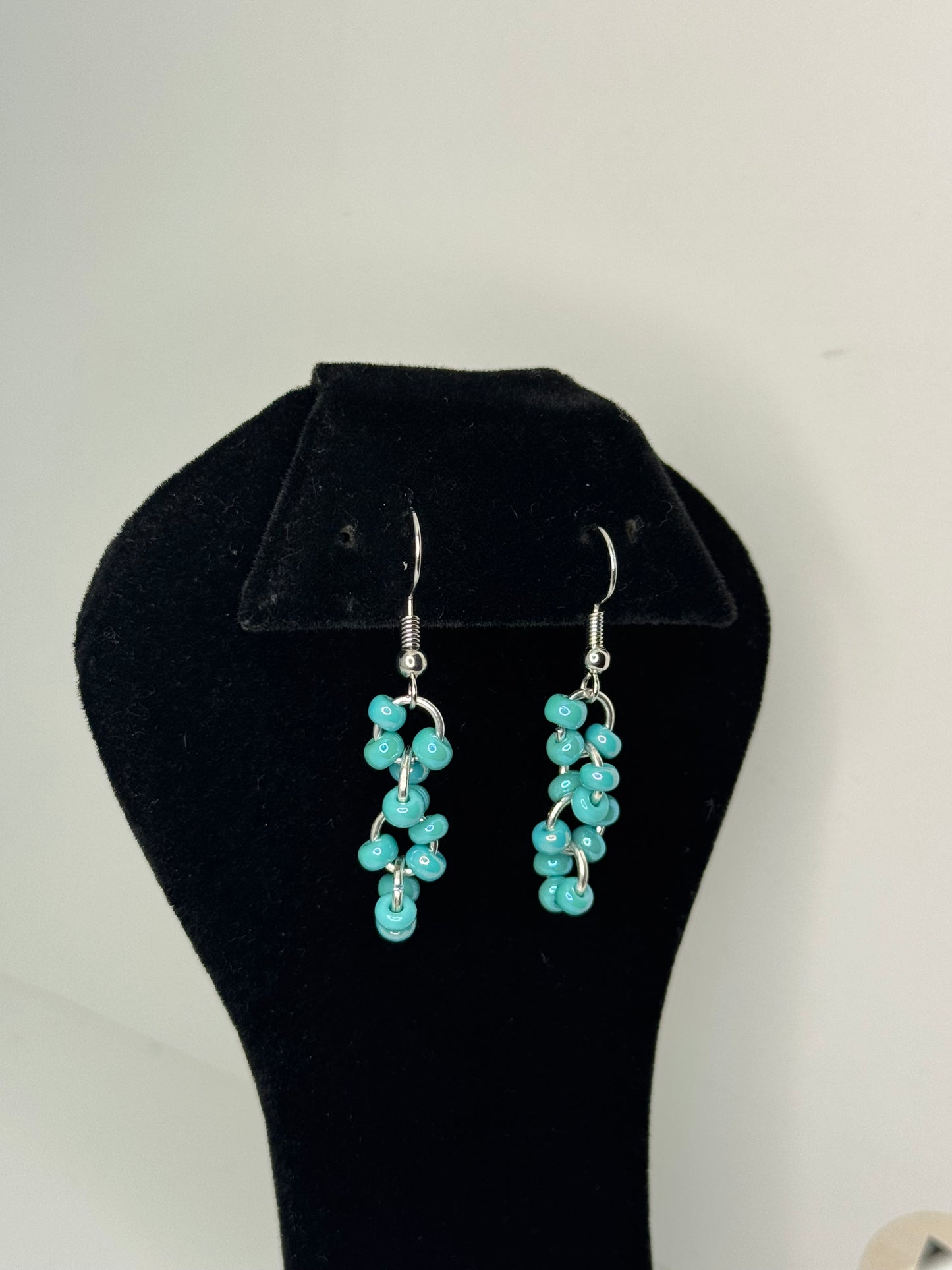 Sea Breeze Aqua Beaded Dangle Earrings