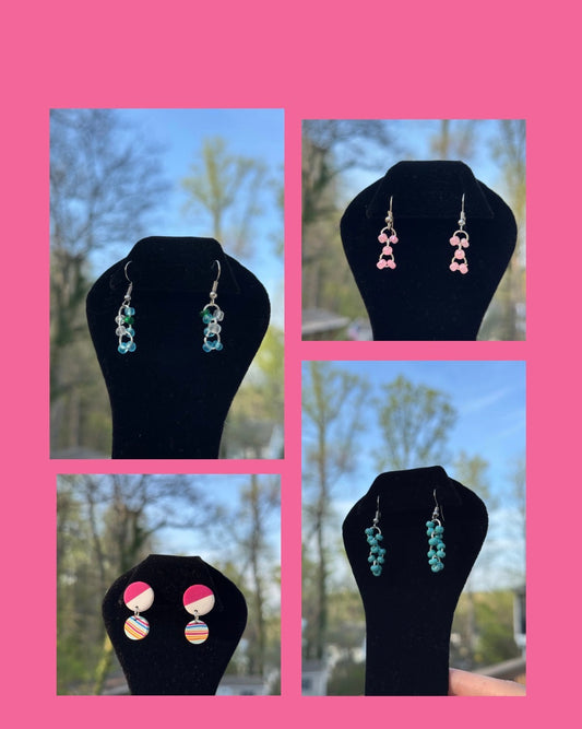 Sparkle & Surprise: 7-Pair Handmade Beaded Mystery Earring Set for Sensitive Ears