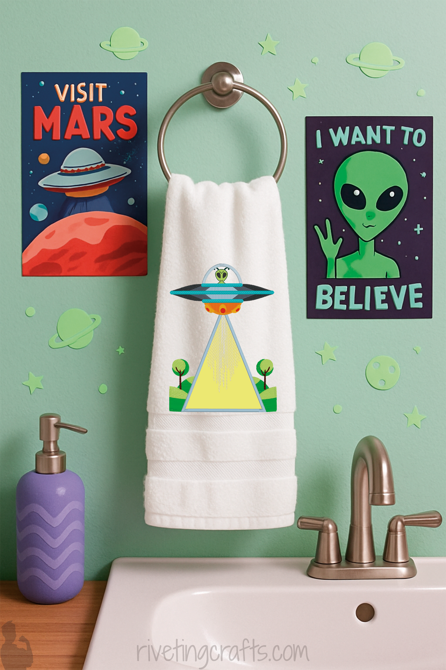 Alien Abduction Hand Towel