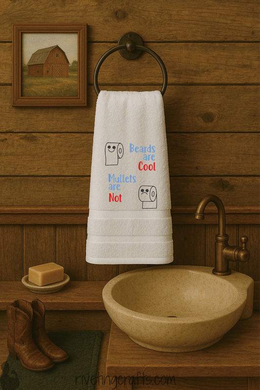 Beards vs Mullets Hand Towel