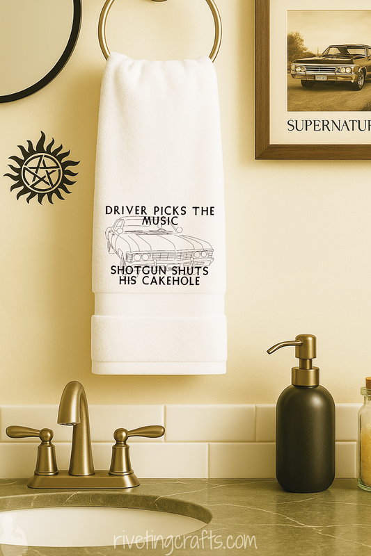 Shut Your Cakehole Supernatural Hand Towel