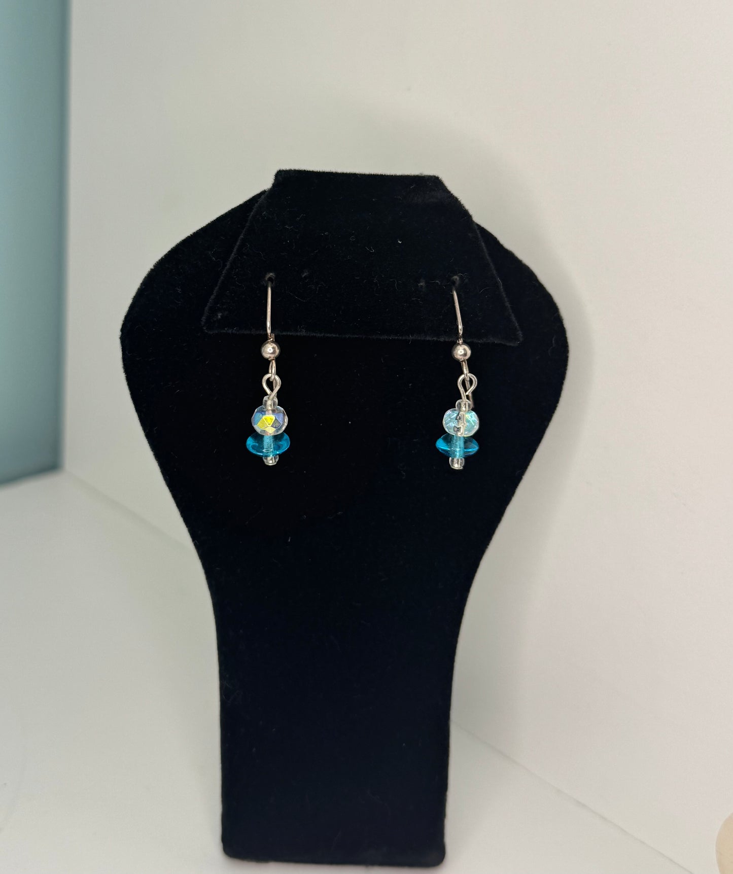 Ocean Glow Aqua Earrings – Iridescent Glass Boho Dangles