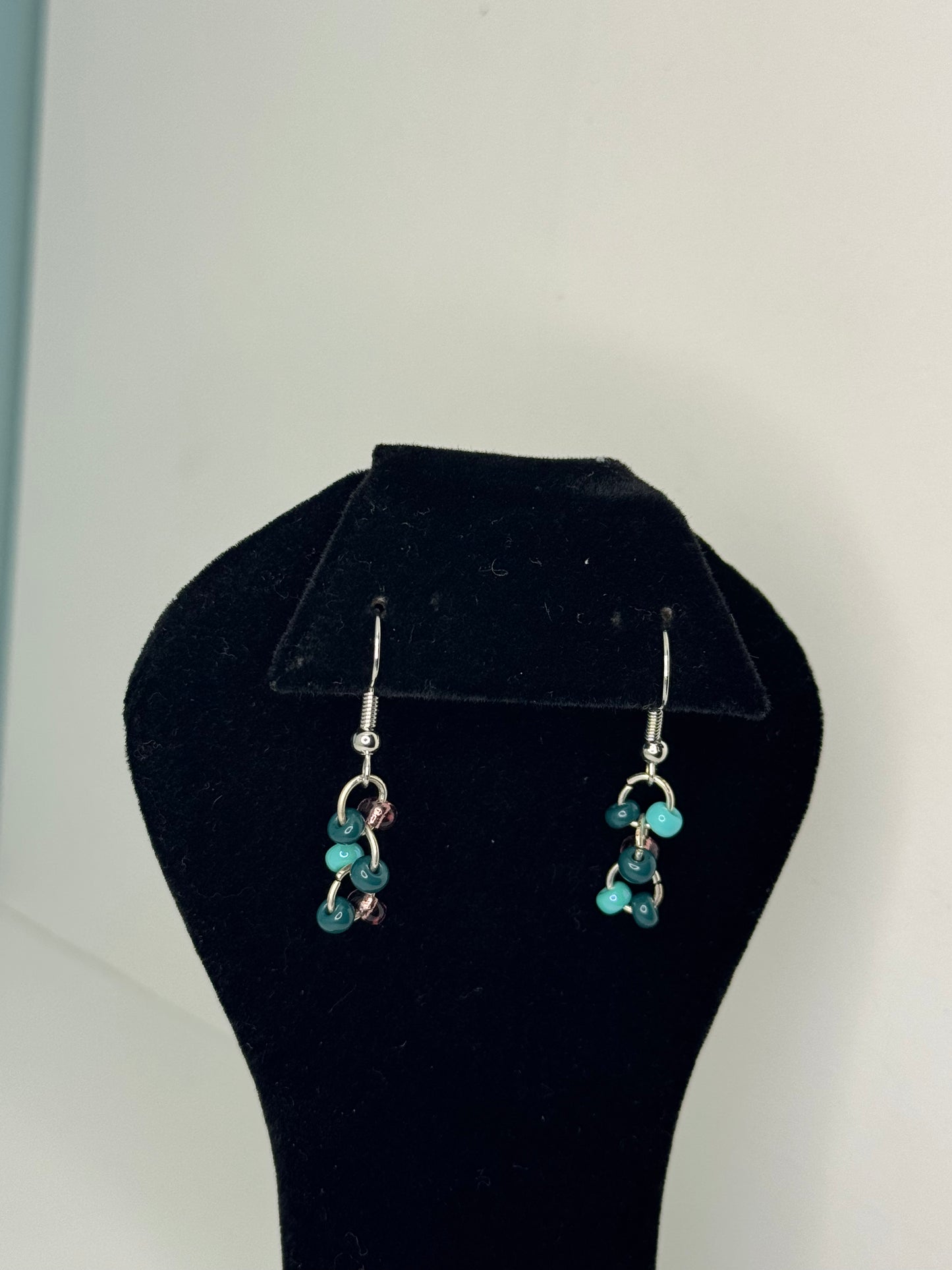 Boho Sea Glass Earrings – Unique Aqua & Purple