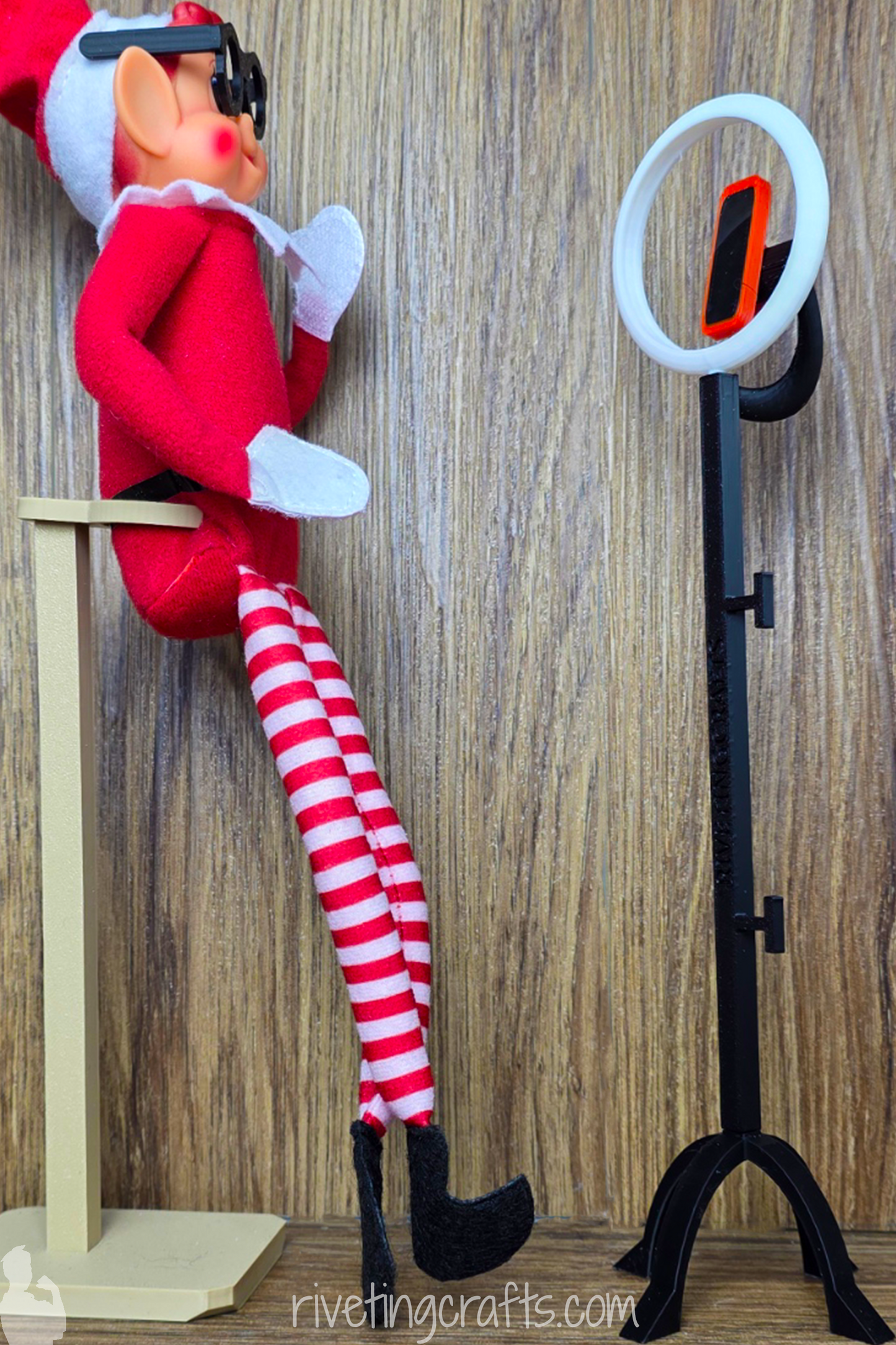 Elf Influencer Pack – 3D Printed Mini Phone and Ring Light Tripod for Elf or Doll Display