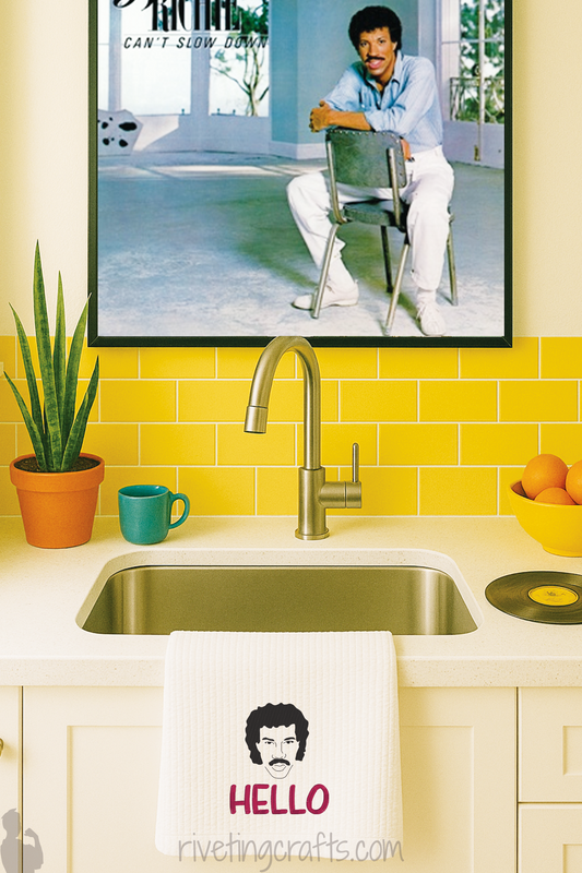 Hello Lionel Ritchie Hand Towel – Funky Retro Music Inspired Decor