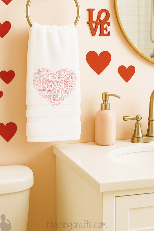 Love Heart Word Art Hand Towel