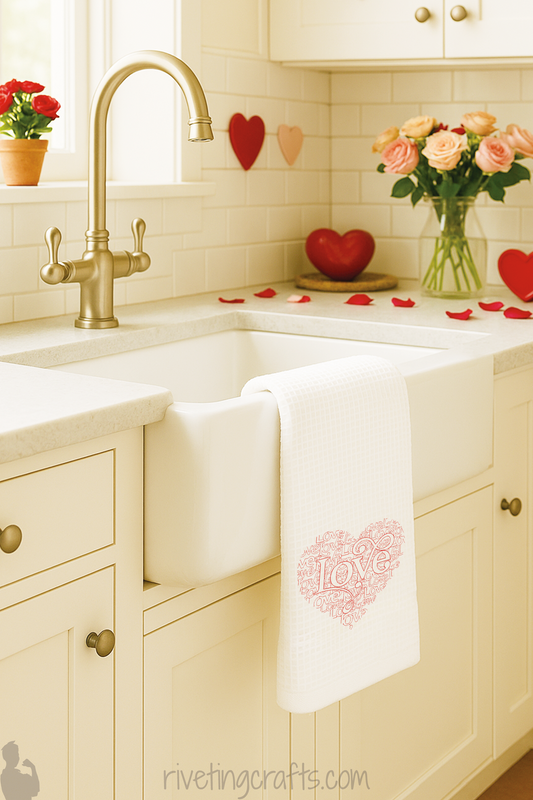 Love Heart Word Art Hand Towel