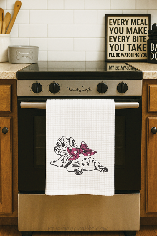 Bow Butt Puppy Hand Towel – Underbite Dog Design