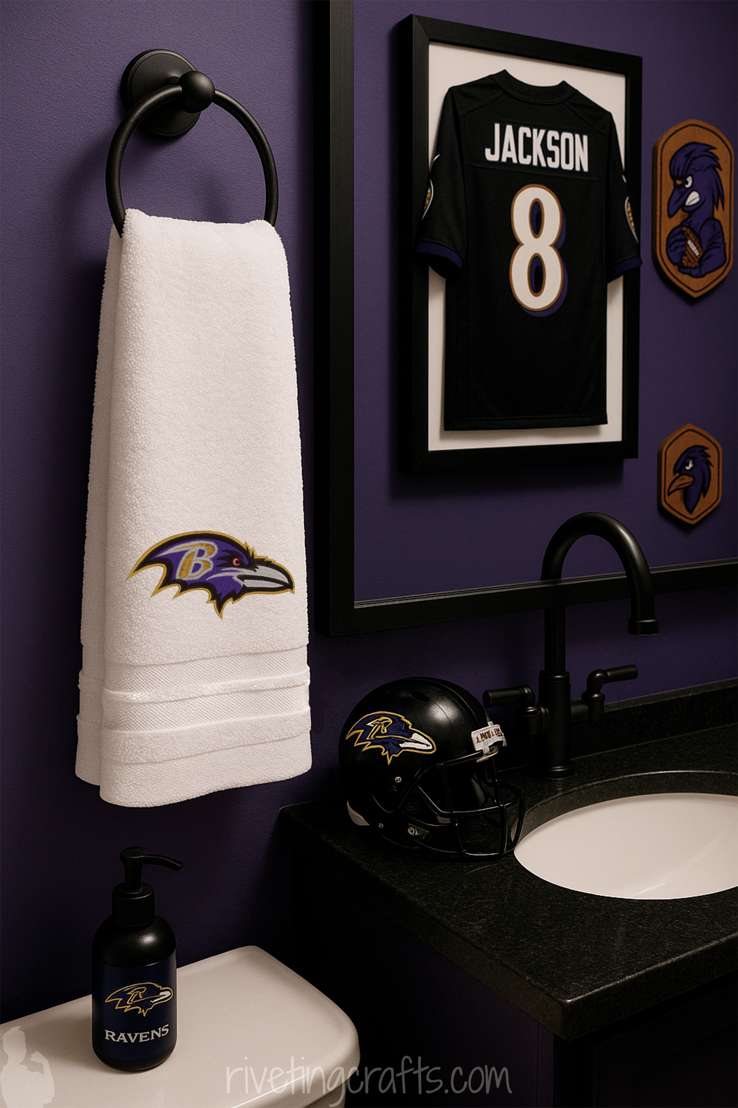 Baltimore Ravens Hand Towel – Old School Shield or Raven Head Logo