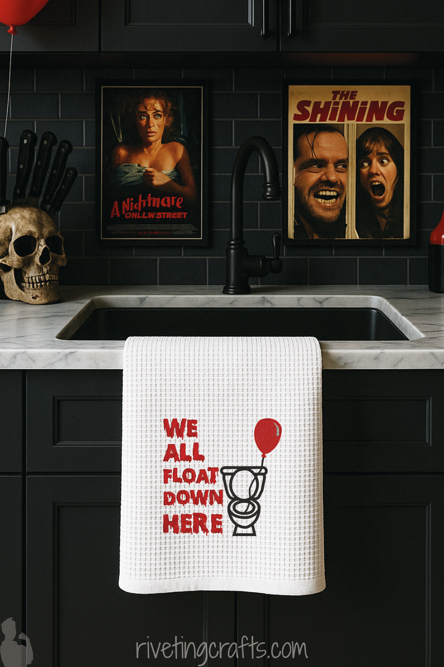 We All Float Down Here Hand Towel – Horror Bathroom Decor