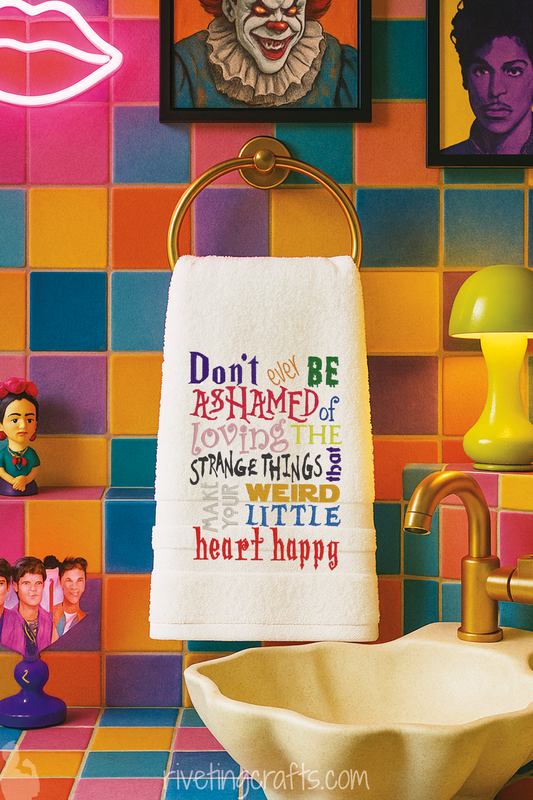Weird Happy Heart Hand Towel