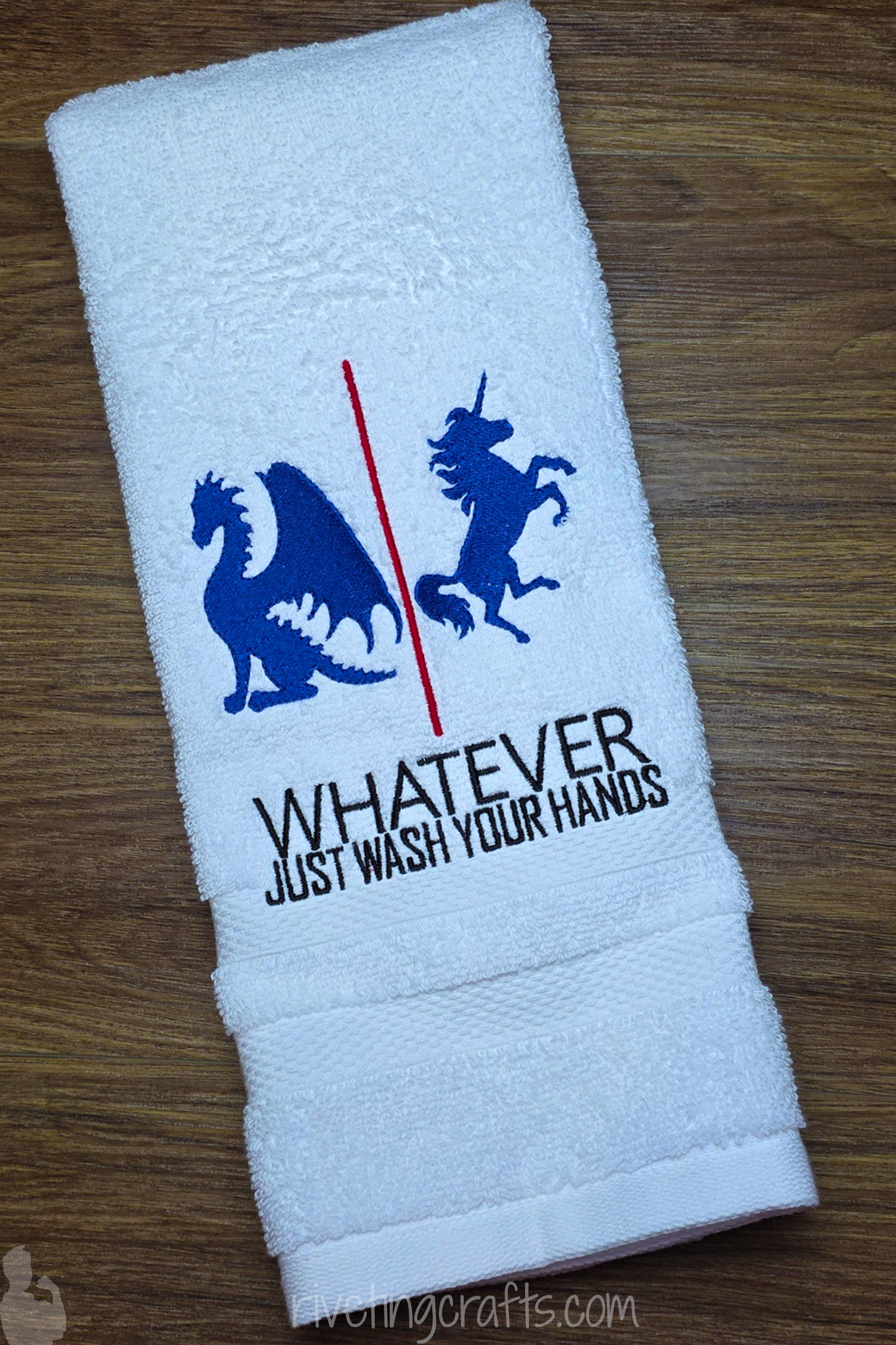 Whatever Just Wash Your Hands Towel – Snarky Mythical Bathroom Humor