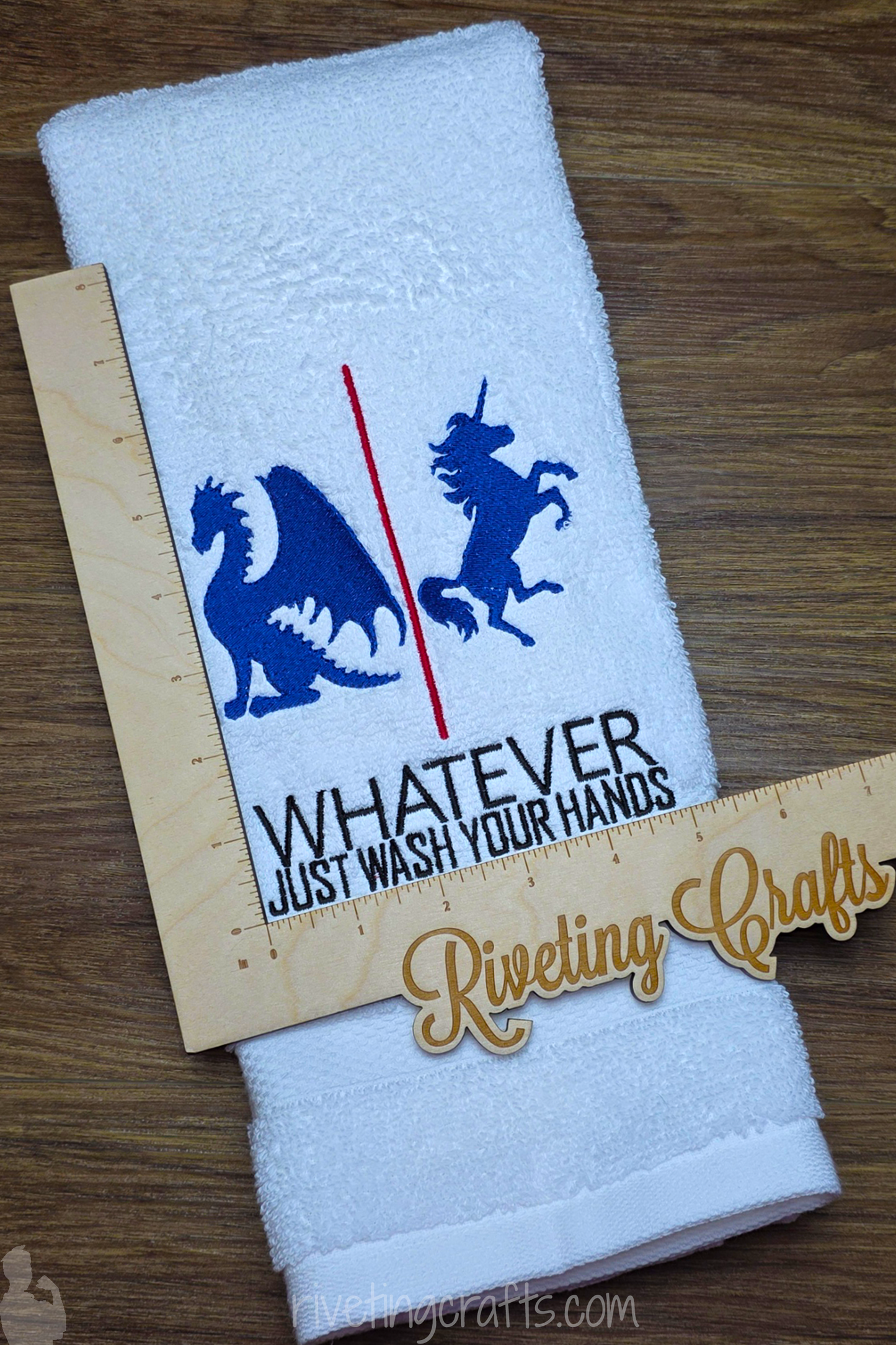 Whatever Just Wash Your Hands Towel – Snarky Mythical Bathroom Humor