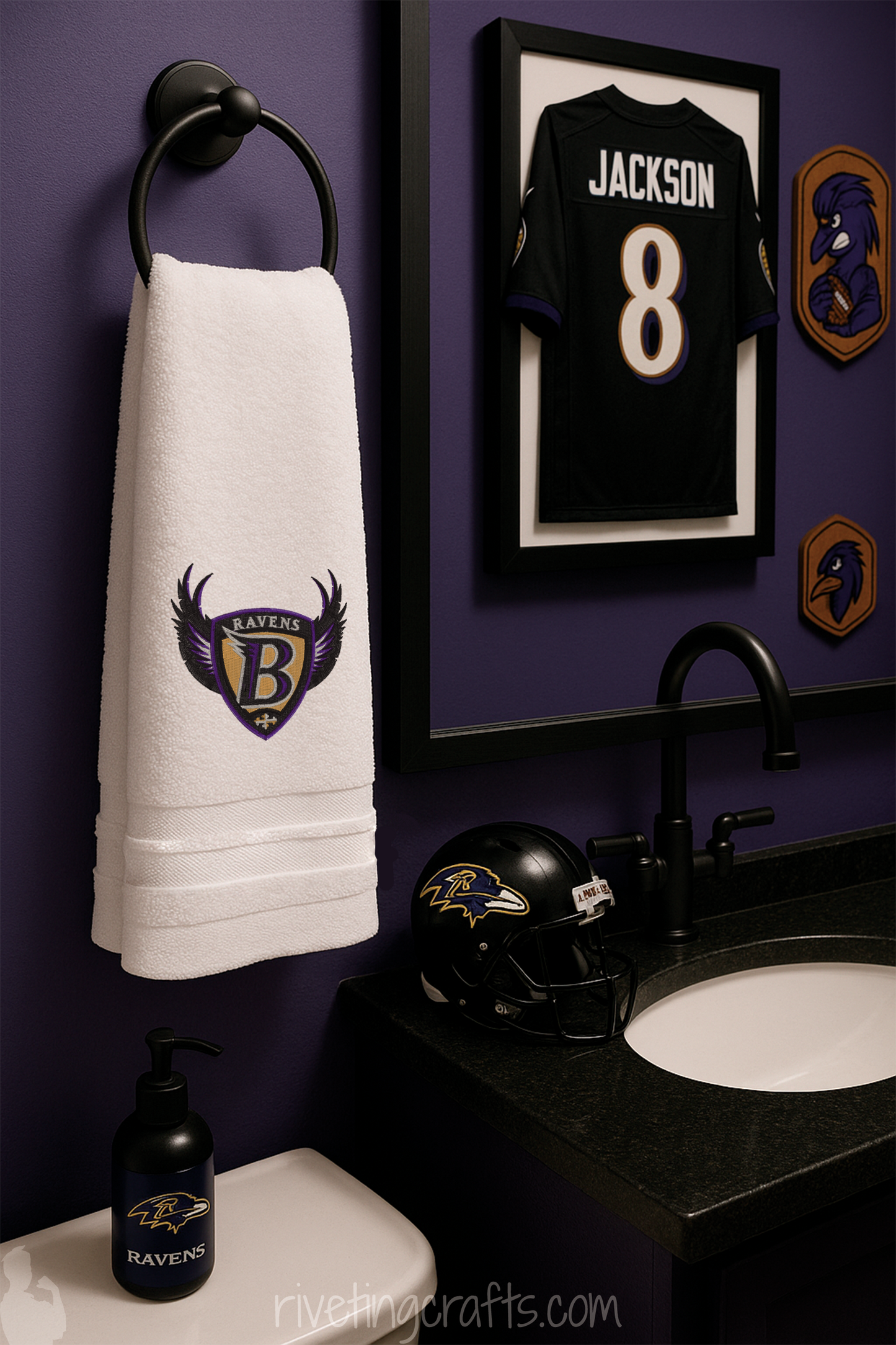 Baltimore Ravens Hand Towel – Old School Shield or Raven Head Logo