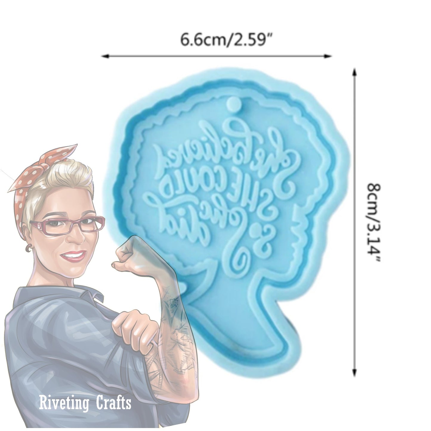 Afro Woman w/Believe Quote Keychain Silicone Mold