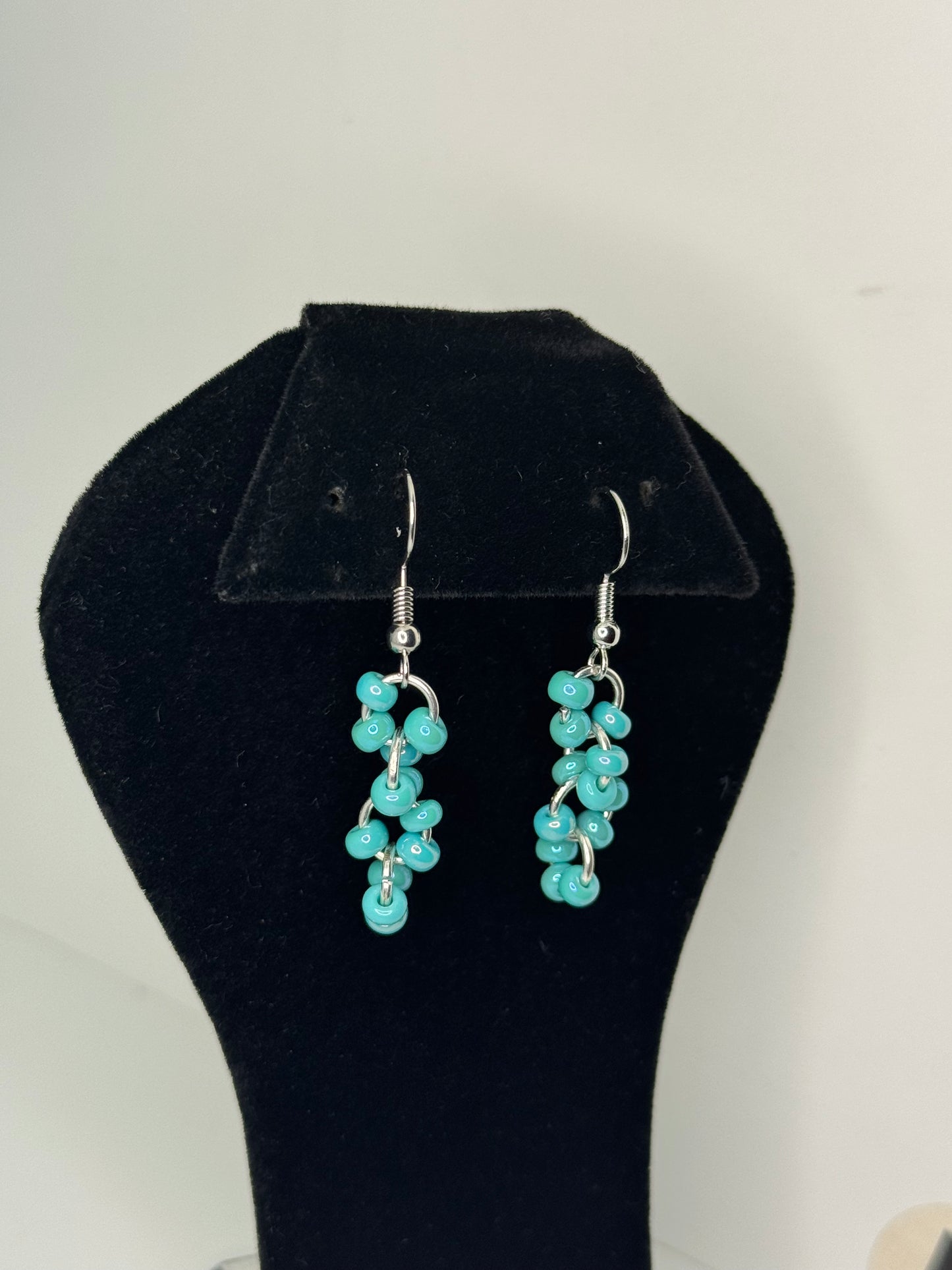 Sea Breeze Aqua Beaded Dangle Earrings