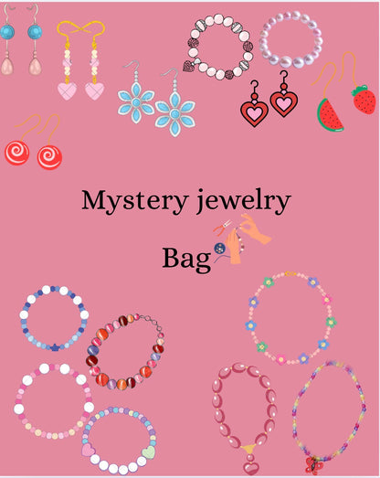 Charm & Sparkle: 7-Piece Handmade Mystery Jewelry Bag with Beaded Bracelets and Earrings