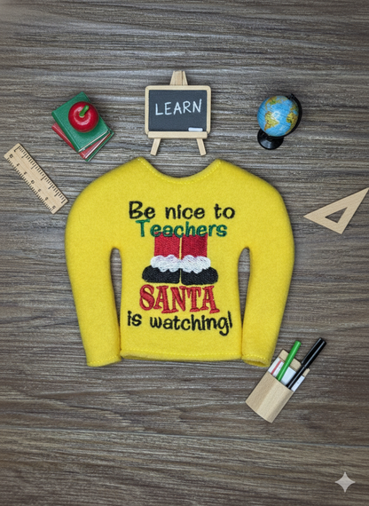 Sassy Teacher Sweater for Christmas Scout - Doll Clothes 12 inch Doll Size Prop