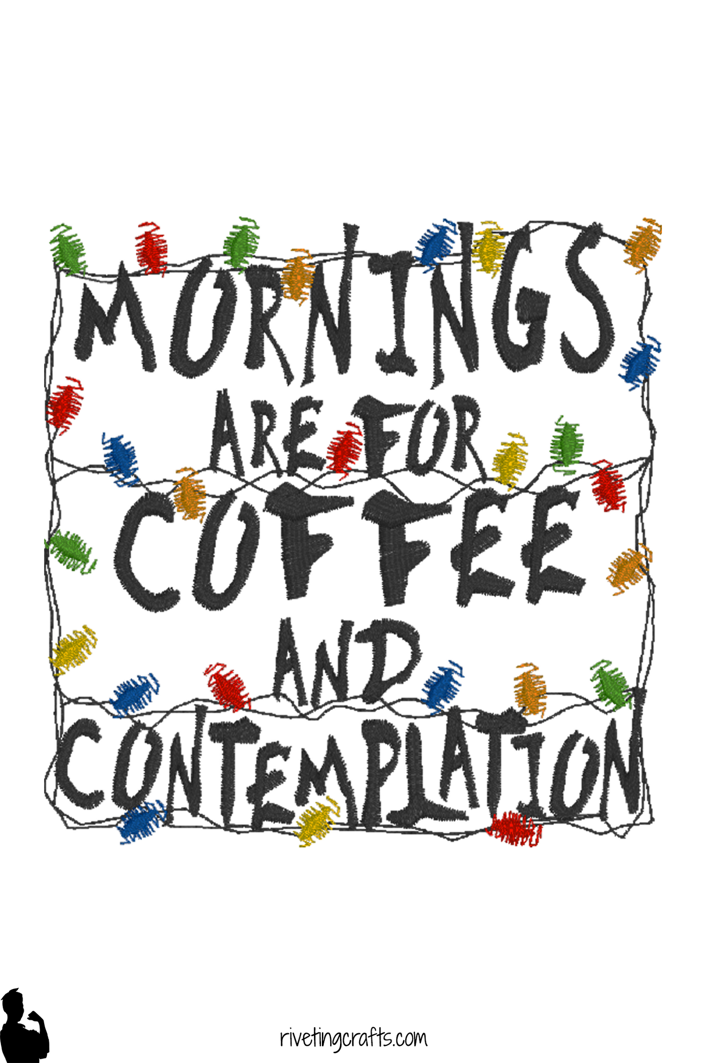 Coffee & Contemplation Kitchen Towel – Retro Alphabet Christmas Lights Home Decor