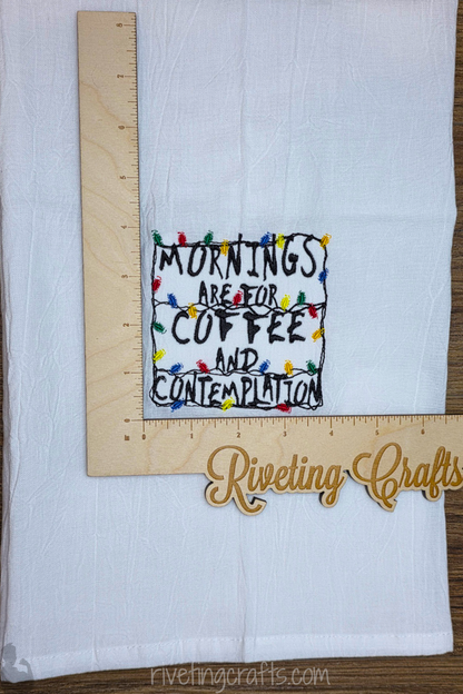 Coffee & Contemplation Kitchen Towel – Retro Alphabet Christmas Lights Home Decor