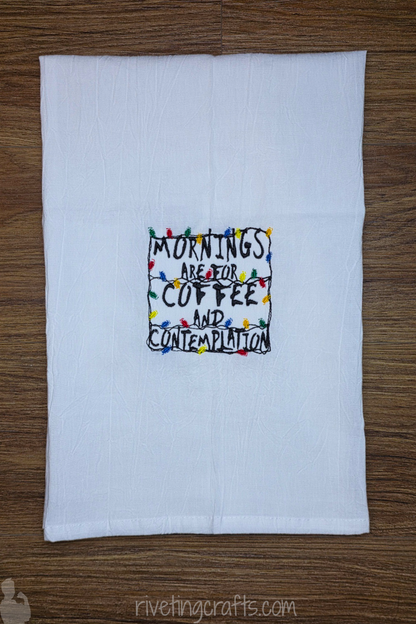 Coffee & Contemplation Kitchen Towel – Retro Alphabet Christmas Lights Home Decor
