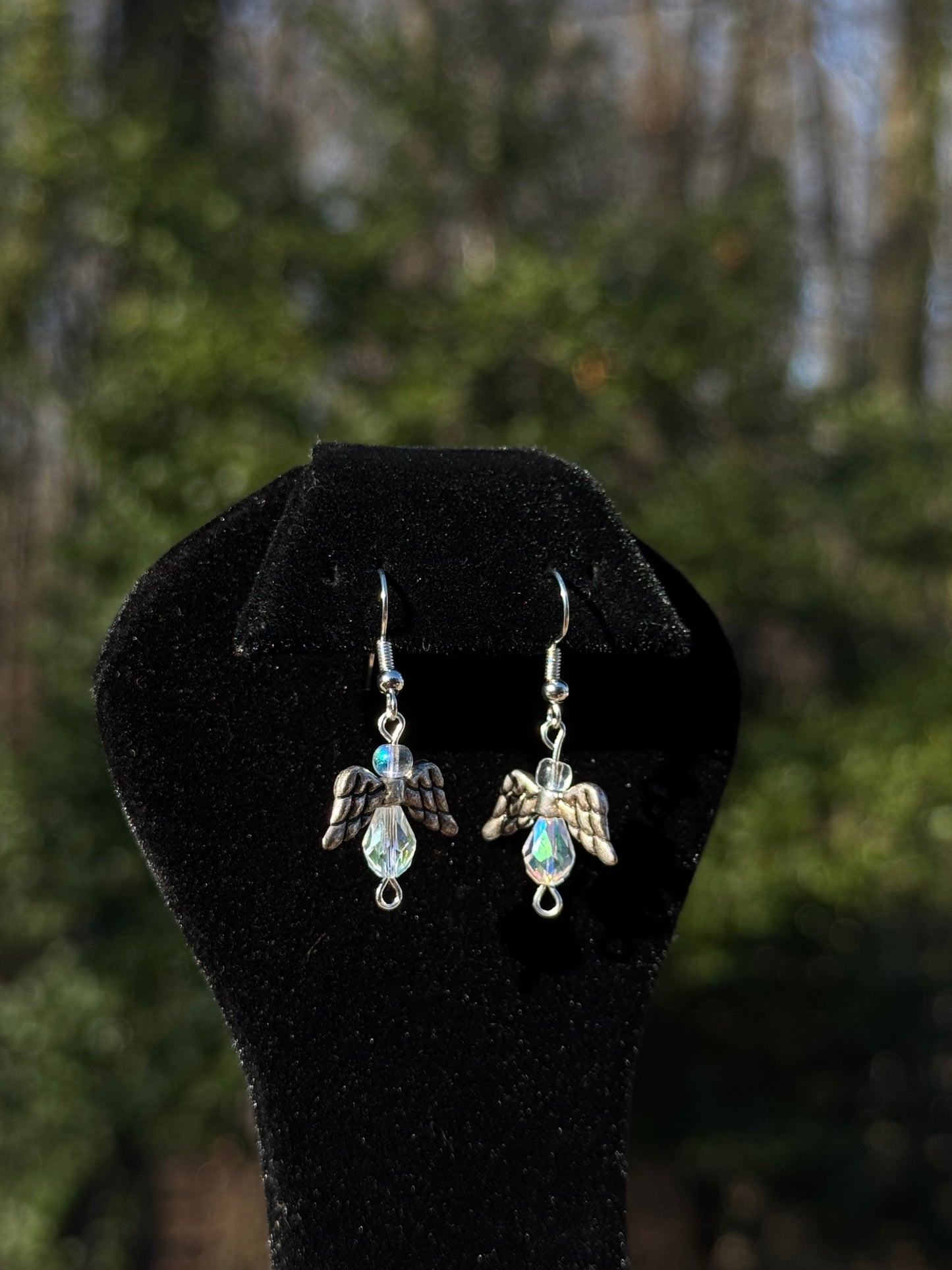 Celestial Charm: Dainty Handmade Angel Beaded Dangle Earrings
