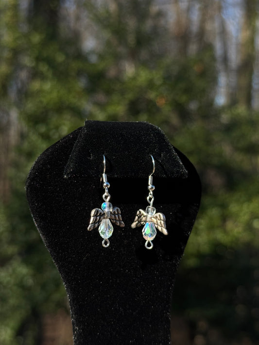 Celestial Charm: Dainty Handmade Angel Beaded Dangle Earrings