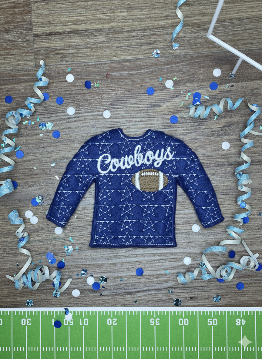 Football Team Elf Sweater, Doll Clothes for Christmas Game Day Fun