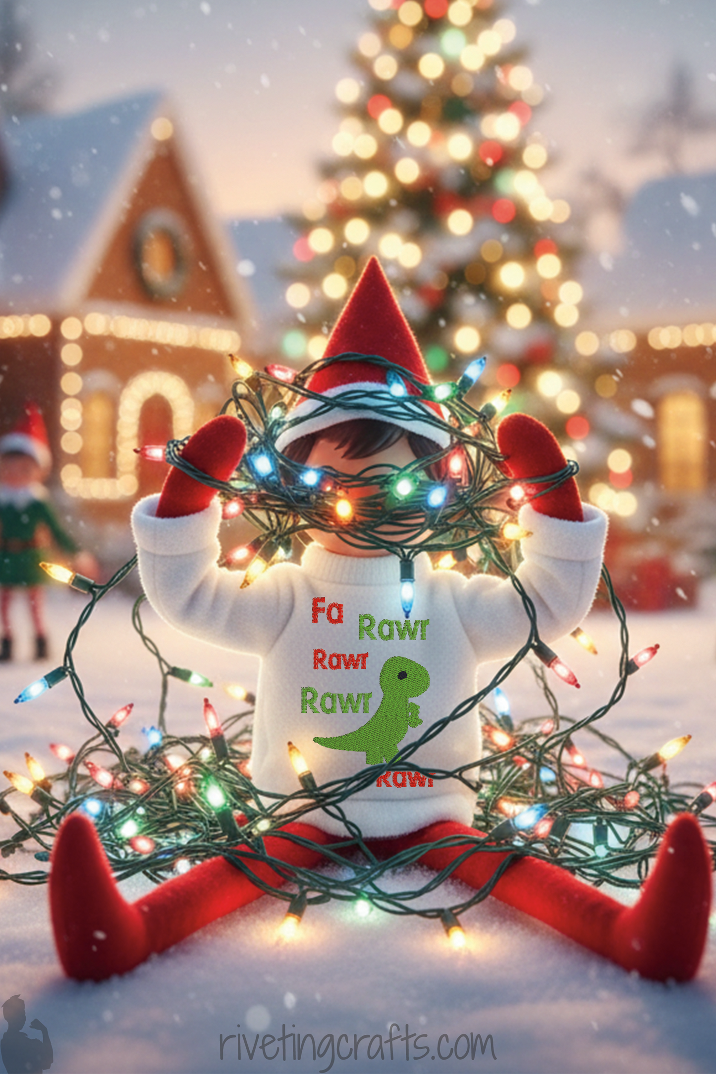 Dinosaur Elf Sweater – Fa Rawr Rawr Rawr Funny Christmas Doll Outfit