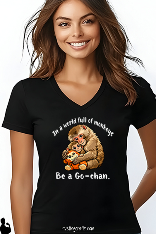 Go-chan & Punch Monkey Resilience T-Shirt | Japanese Macaque Black Tee