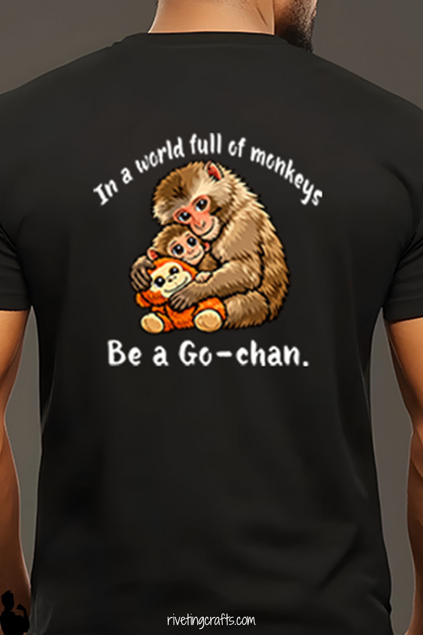 Go-chan & Punch Monkey Resilience T-Shirt | Japanese Macaque Black Tee