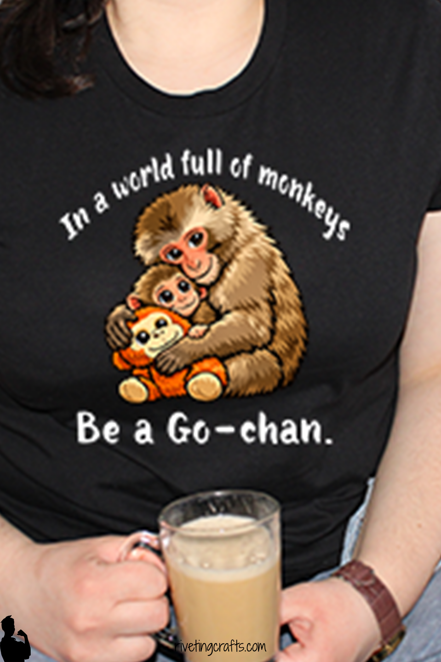 Go-chan & Punch Monkey Resilience T-Shirt | Japanese Macaque Black Tee
