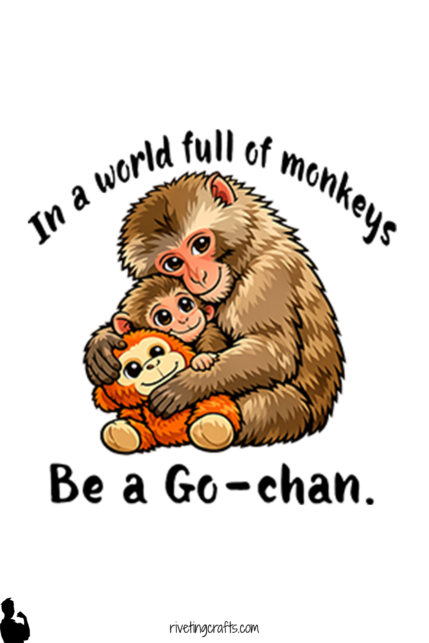 Go-chan & Punch Monkey Resilience T-Shirt | Japanese Macaque Black Tee