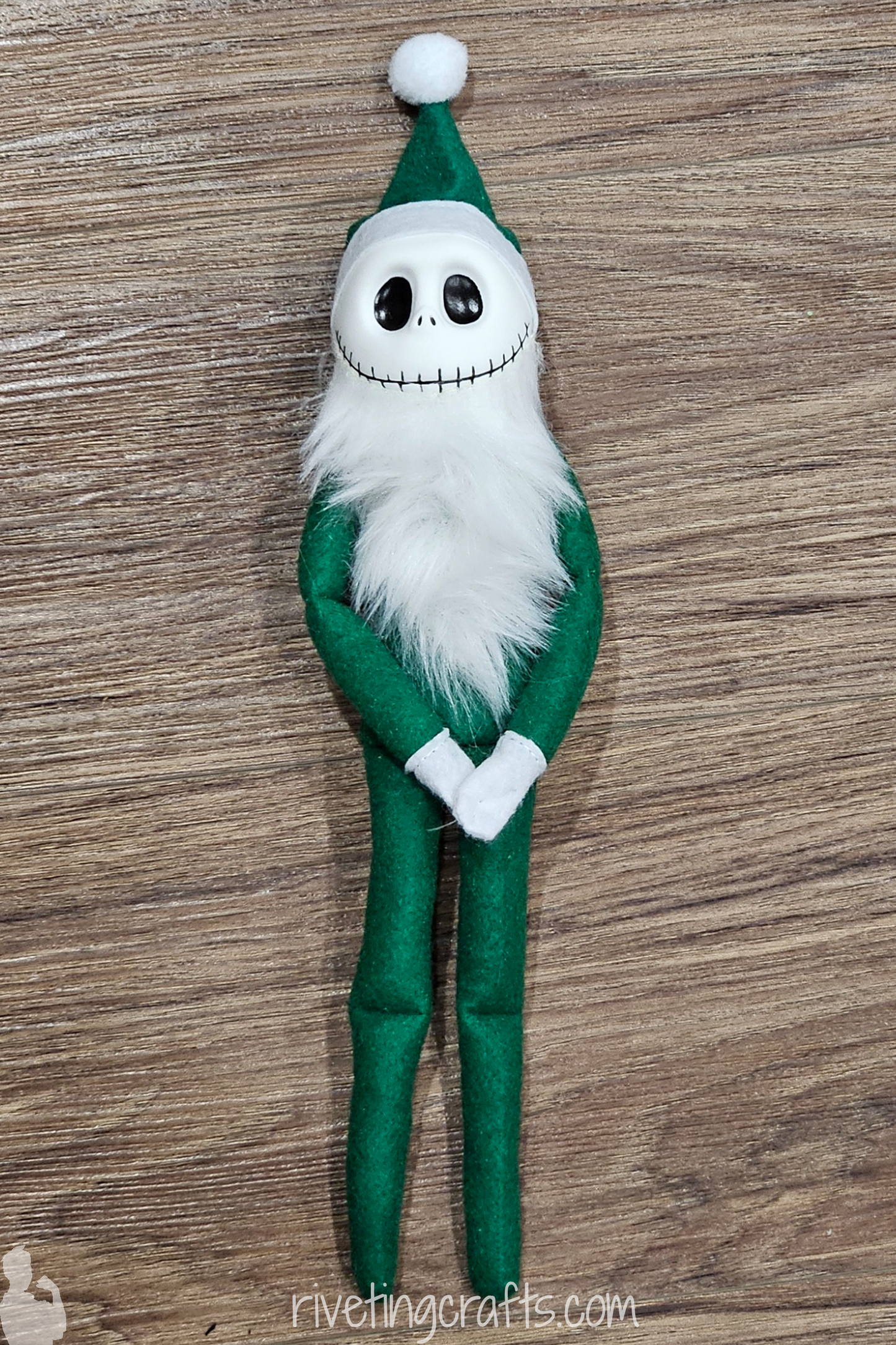 Skellington Face Christmas Elf, Unique Holiday Scout Decoration, Red or Green