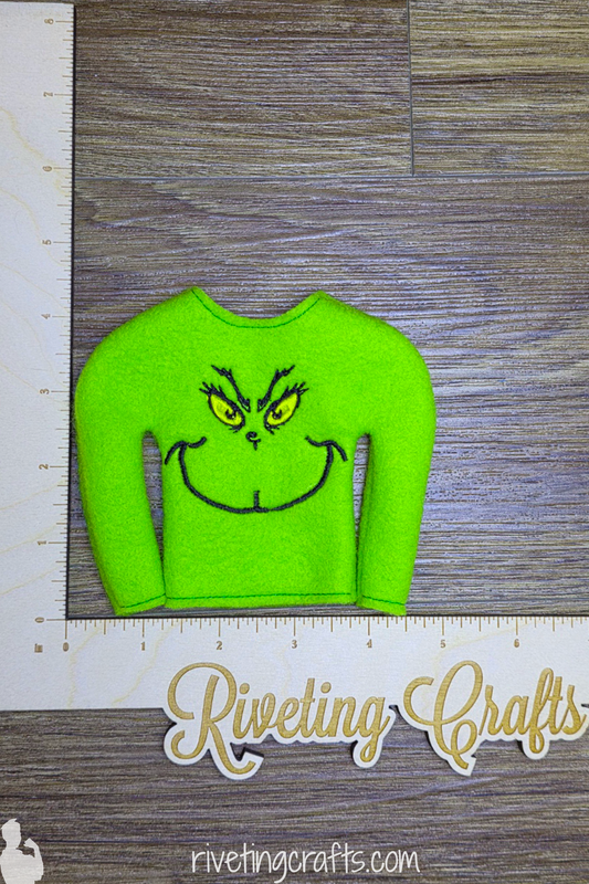 Sassy Grumpy Green Doll Sweater Miniature Surveillance Agent Clothing