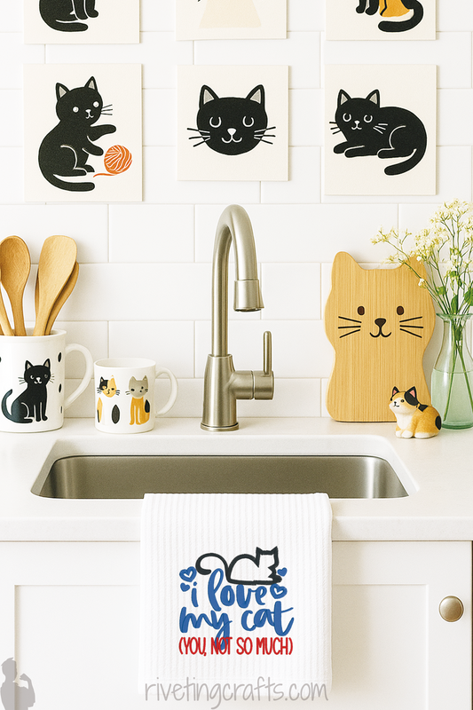 Funny Cat Hand Towel – “I Love My Cat You Not So Much”