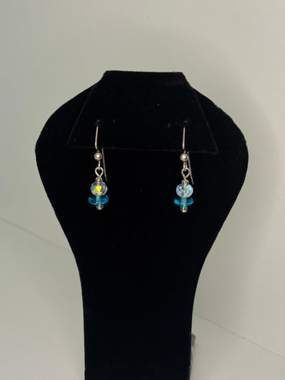 Ocean Glow Aqua Earrings – Iridescent Glass Boho Dangles