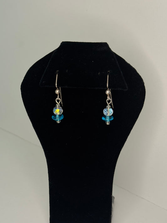 Ocean Glow Aqua Earrings – Iridescent Glass Boho Dangles