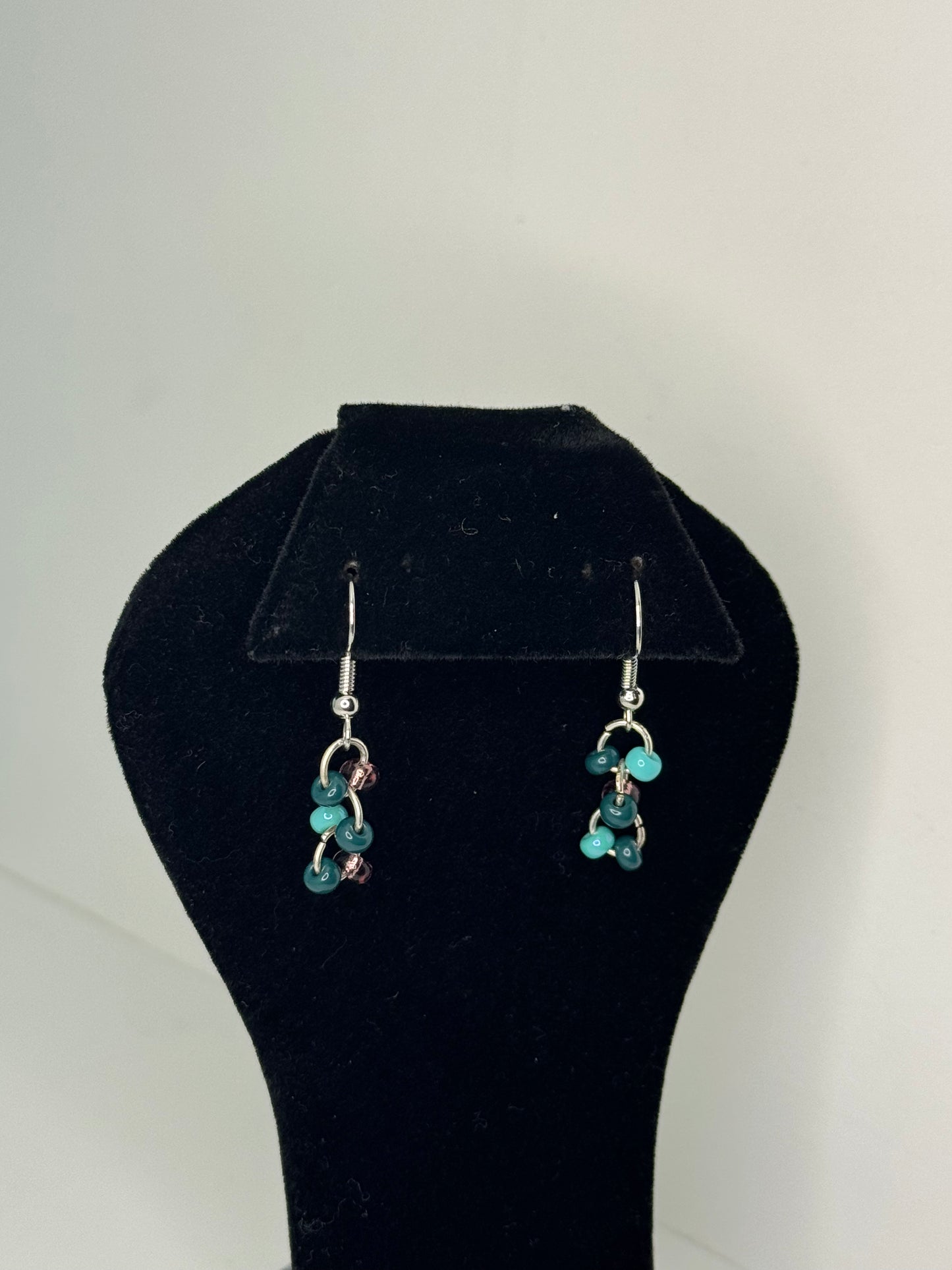 Boho Sea Glass Earrings – Unique Aqua & Purple