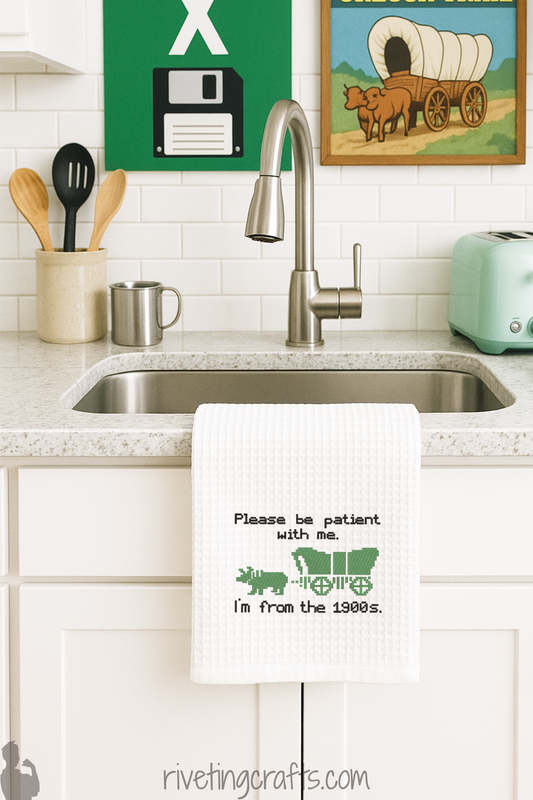 1900s Oregon Trail Wagon Hand Towel – Retro Funny Bathroom Decor