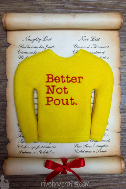 "Better Not Pout" Elf Sweater, Christmas Surveillance Doll Shirt