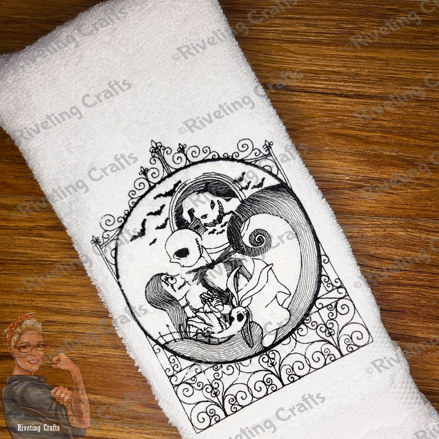 Jack & Sally Skellington at the Gates Hand Towel