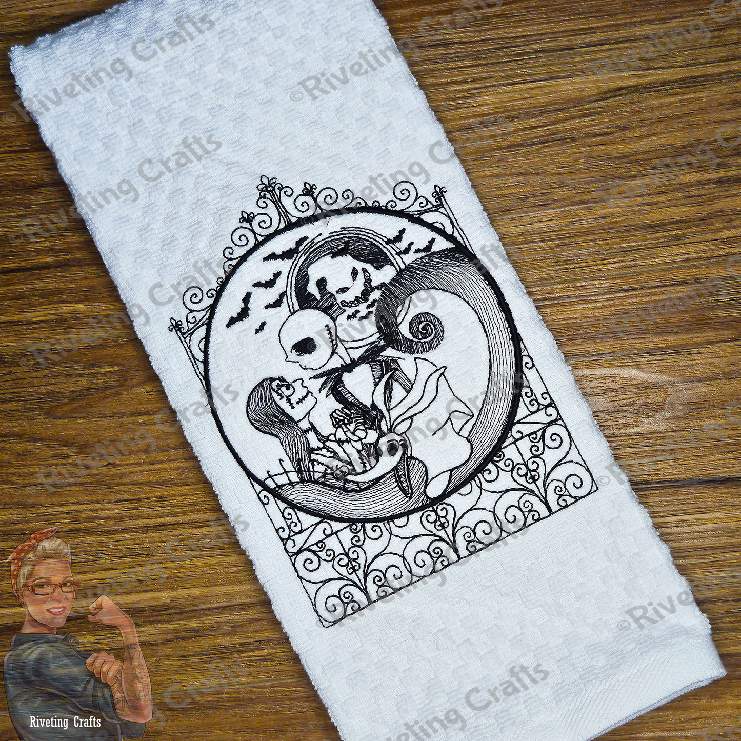 Jack & Sally Skellington at the Gates Hand Towel