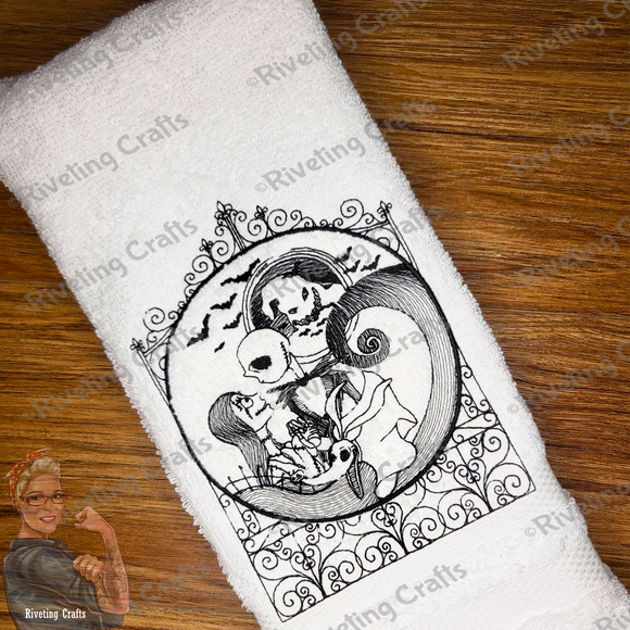 Jack & Sally Skellington at the Gates Hand Towel