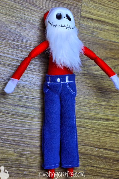 Jack Scout Doll with White Beard and Skelleton Face - Mischievous Holiday Decoration
