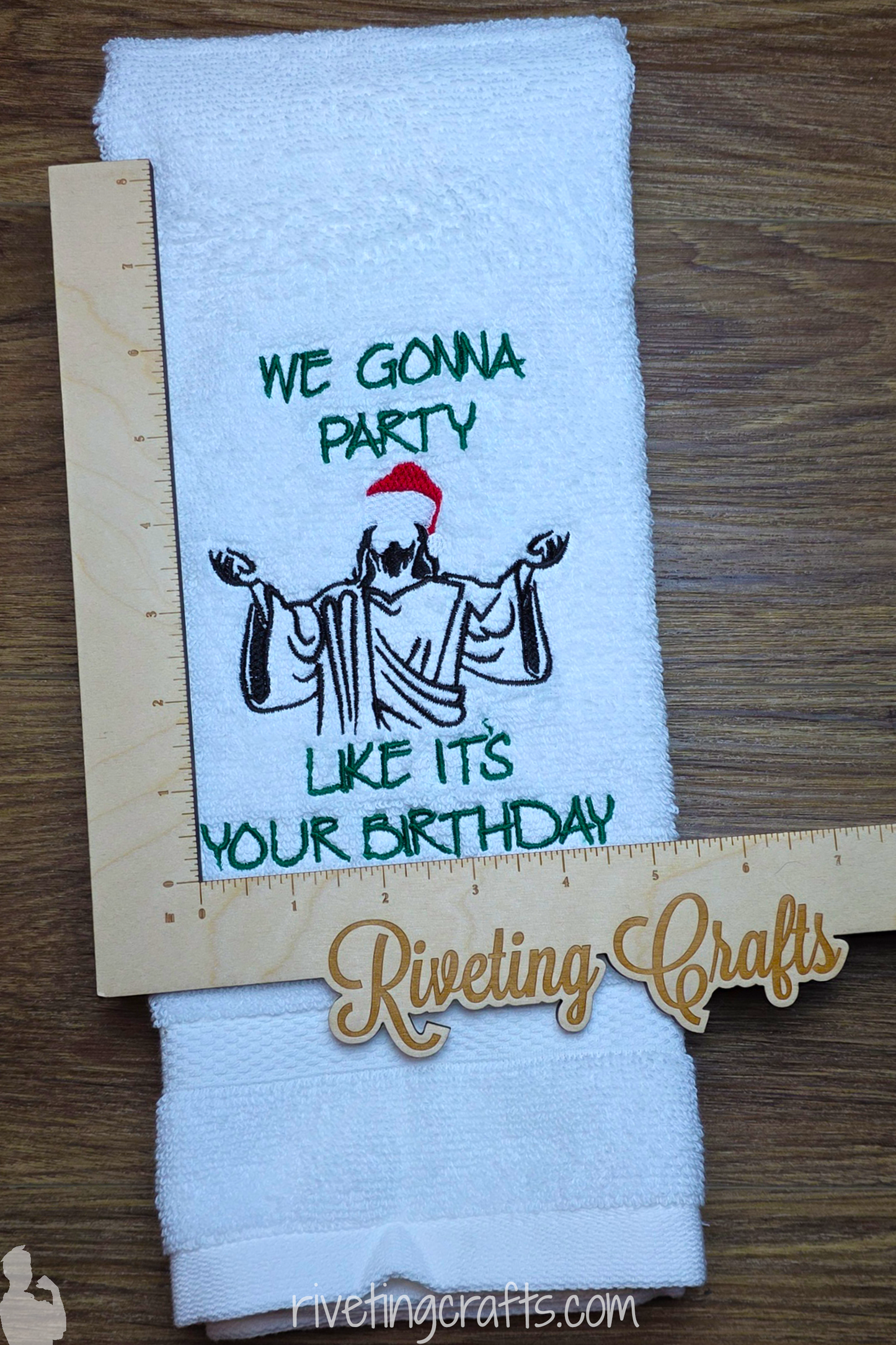 Funny Christmas Hand Towel - "We Gonna Party Like It's Your Birthday"