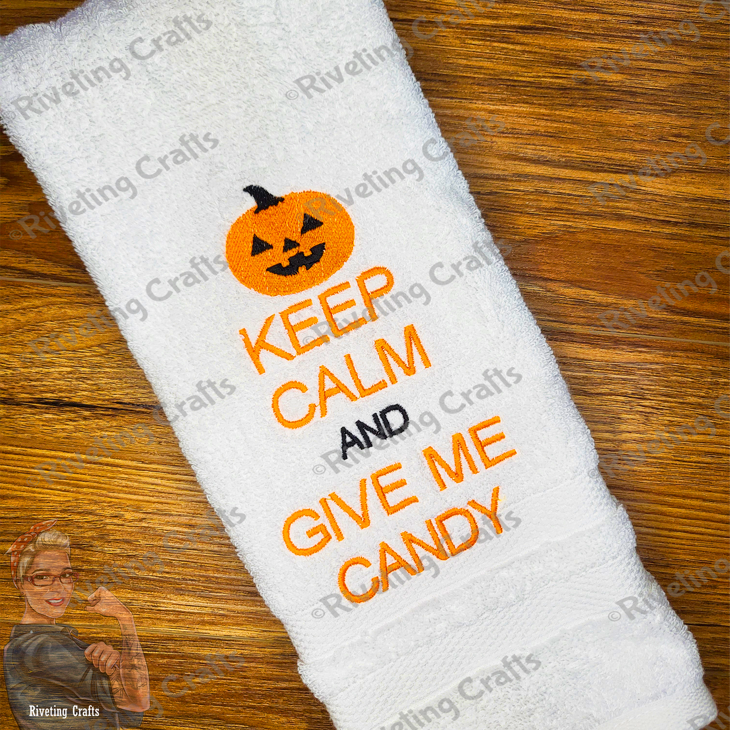 Keep Calm and Give Me Candy Halloween Hand Towel