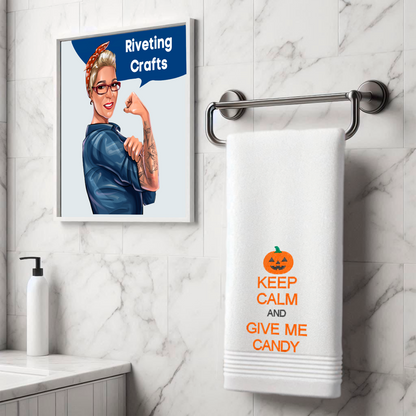 Keep Calm and Give Me Candy Halloween Hand Towel