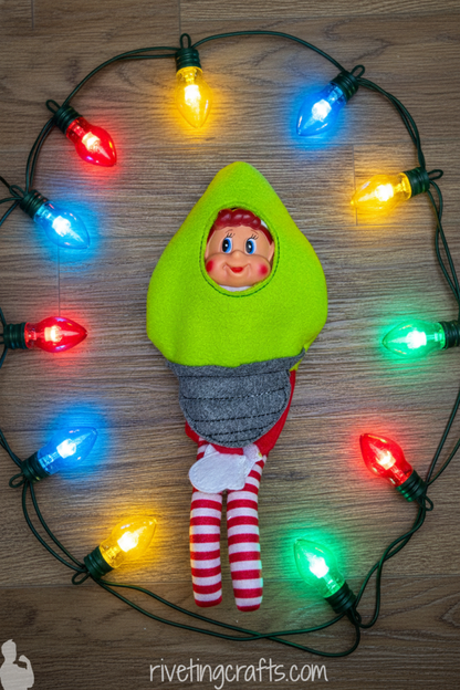 Elf Doll Light Bulb Costume, Christmas Scout Surveillance Outfit