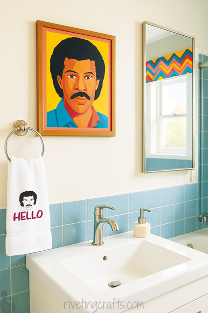 Hello Lionel Ritchie Hand Towel – Funky Retro Music Inspired Decor